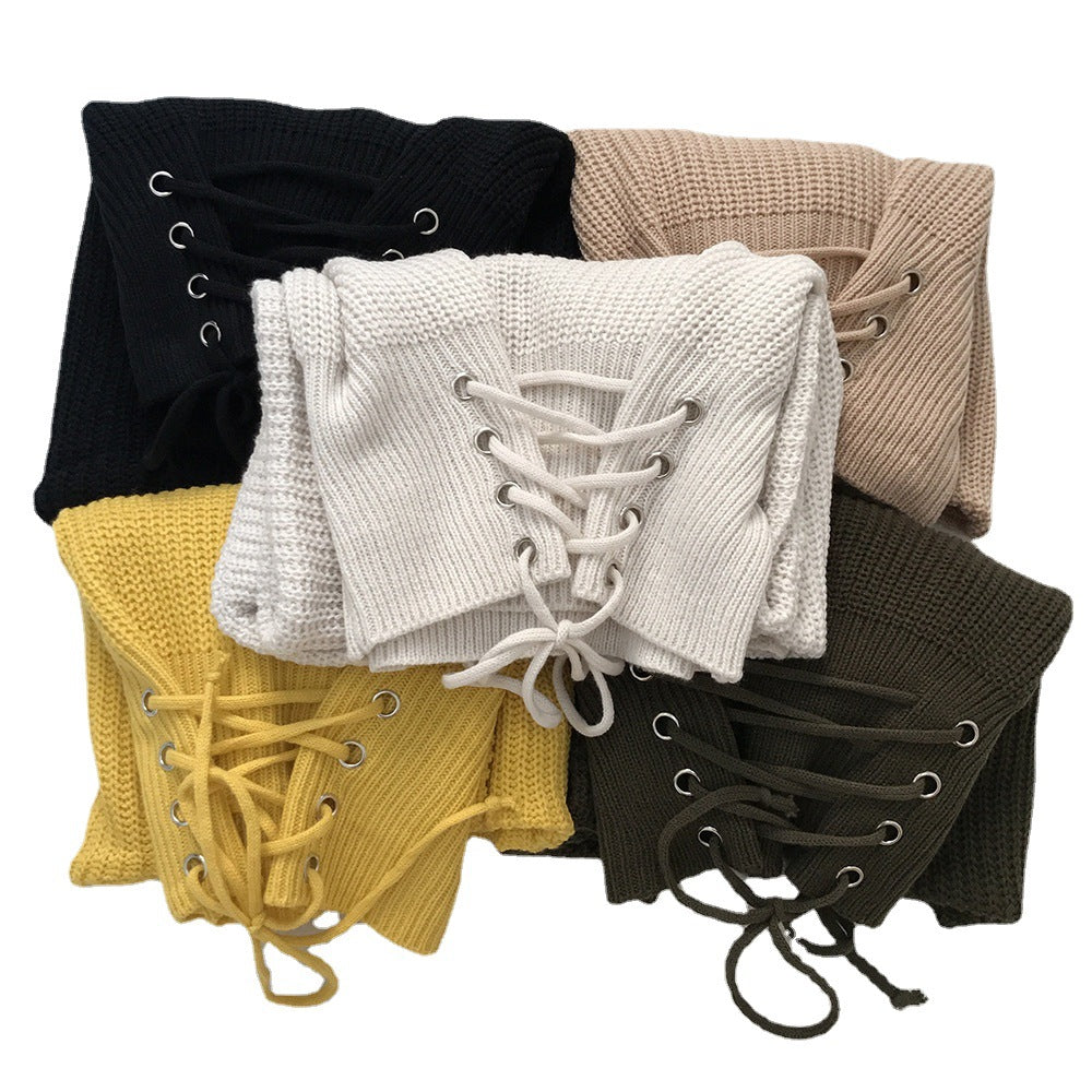 Damsk stickad tröja med framtida snördesign och modern skärning Eva Jonsson-Eva Jonsson