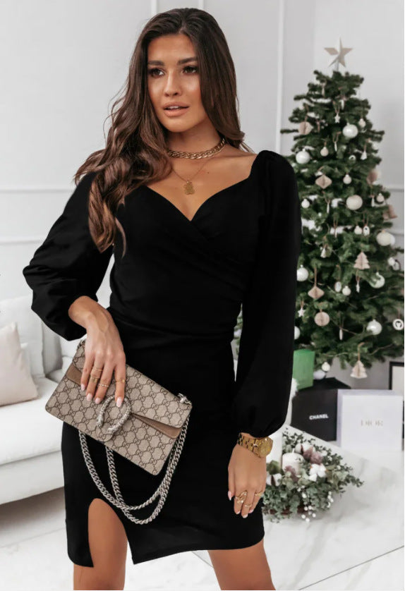 Damsk wrap-klänning med elegant midjedesign och volangärmar Mirla-Eva Jonsson
