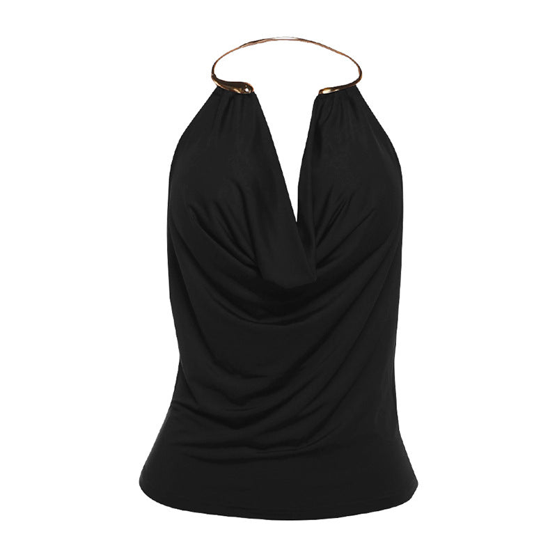 Damsk wrap top med raffinerad halsringning och elegant drapering Mirla-Eva Jonsson