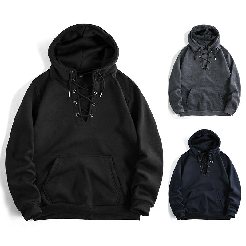 Damsk zip hoodie med raffinerad snördesign och praktisk känguruficka Mirla-Eva Jonsson