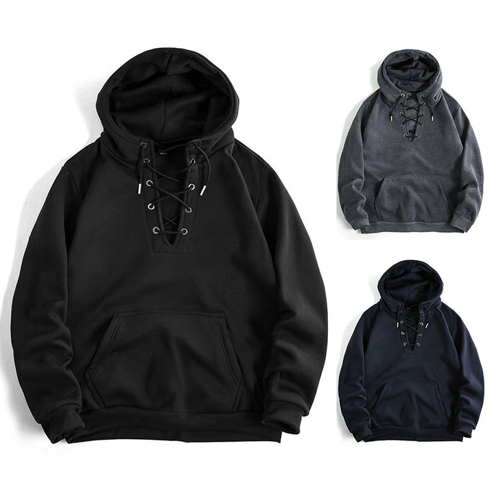 Damsk zip hoodie med raffinerad snördesign och praktisk känguruficka Mirla-Eva Jonsson