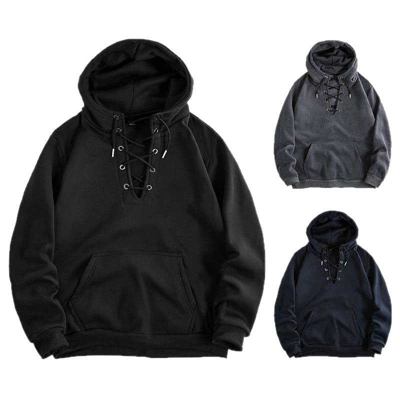 Damsk zip hoodie med raffinerad snördesign och praktisk känguruficka Mirla-Eva Jonsson