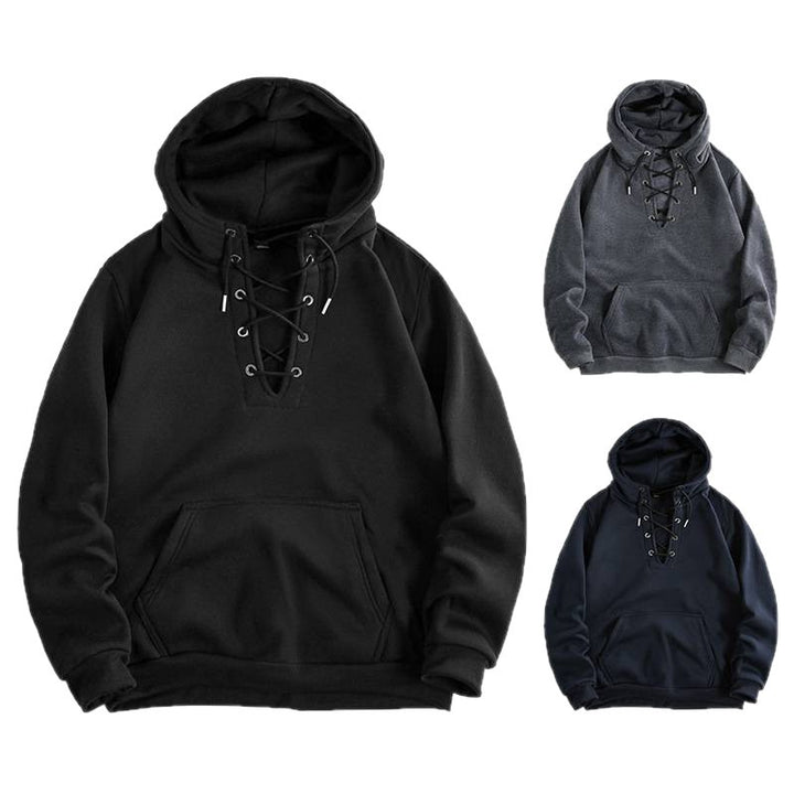 Damsk zip hoodie med raffinerad snördesign och praktisk känguruficka Mirla-Eva Jonsson