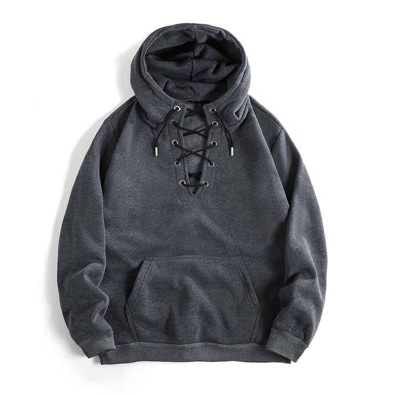 Damsk zip hoodie med raffinerad snördesign och praktisk känguruficka Mirla-Eva Jonsson