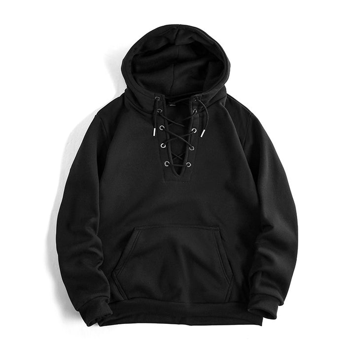 Damsk zip hoodie med raffinerad snördesign och praktisk känguruficka Mirla-Eva Jonsson