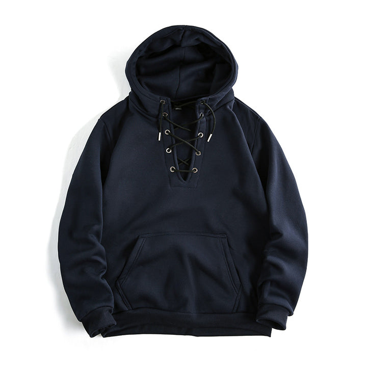 Damsk zip hoodie med raffinerad snördesign och praktisk känguruficka Mirla-Eva Jonsson