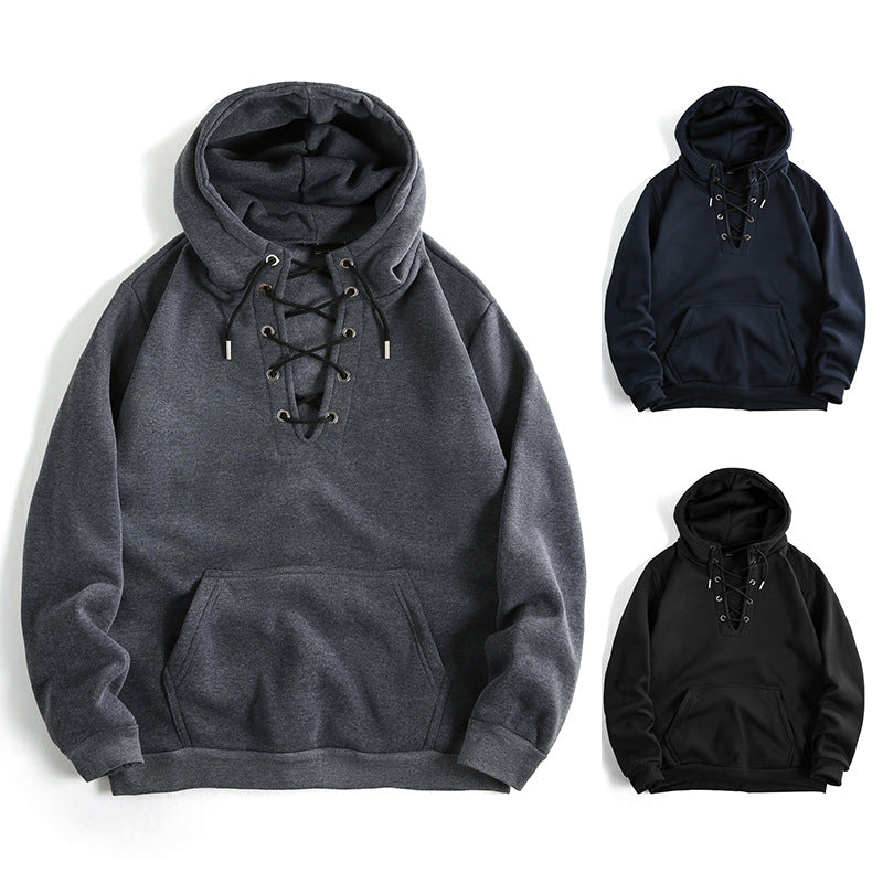 Damsk zip hoodie med raffinerad snördesign och praktisk känguruficka Mirla-Eva Jonsson