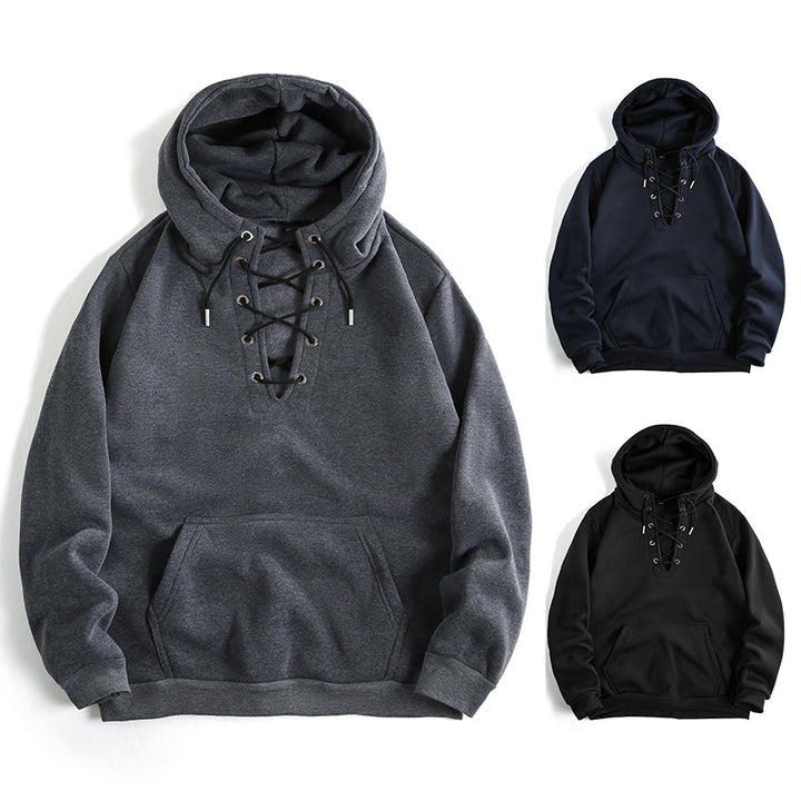 Damsk zip hoodie med raffinerad snördesign och praktisk känguruficka Mirla-Eva Jonsson