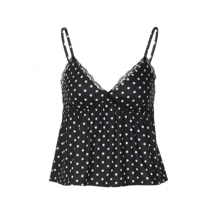 Damska Charmig Spaghettitopp med Polka-Dots och Volangdetaljer Mirla-Eva Jonsson
