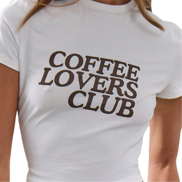 Damska Crop-T-shirt med kreativt kaffeälskare-motiv Mirla-Eva Jonsson