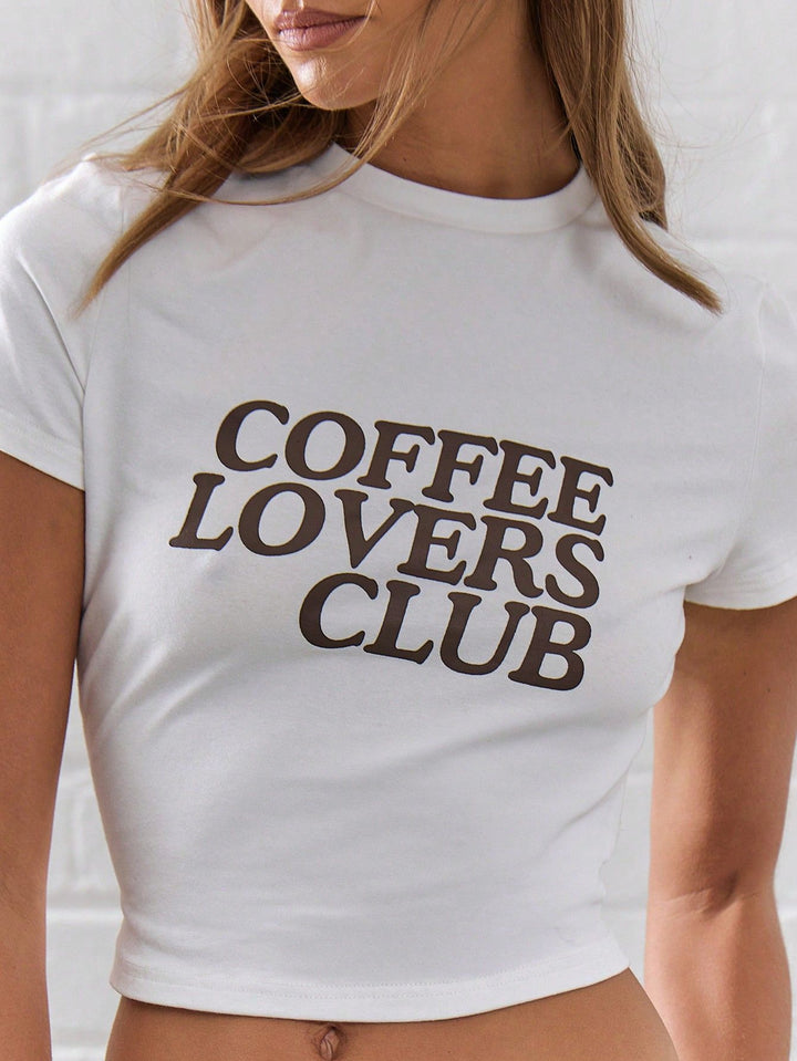 Damska Crop-T-shirt med kreativt kaffeälskare-motiv Mirla-Eva Jonsson