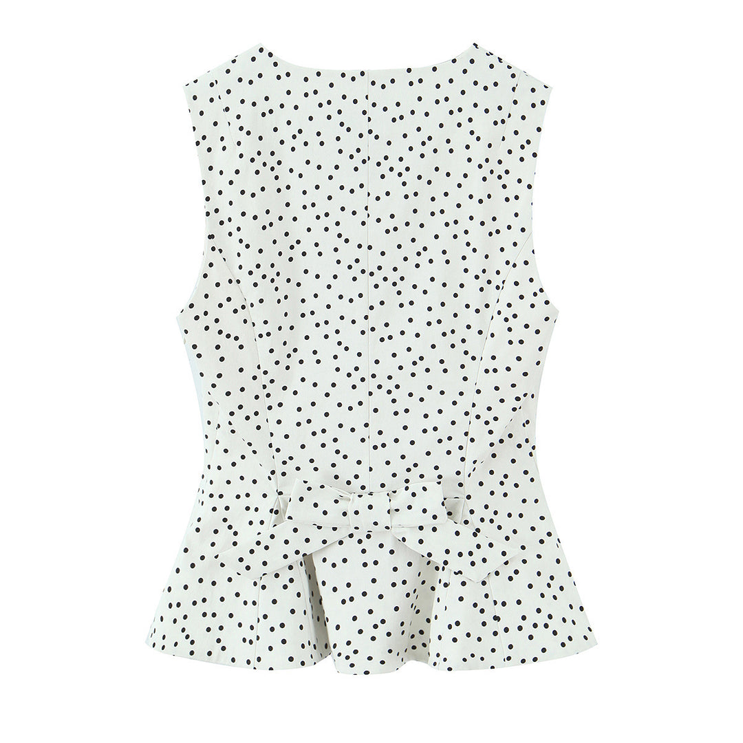 Damska Polka-Dot Figursydd överdel med elegant knapplist Mirla-Eva Jonsson