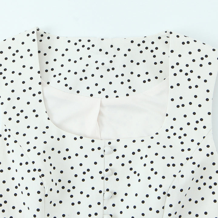 Damska Polka-Dot Figursydd överdel med elegant knapplist Mirla-Eva Jonsson
