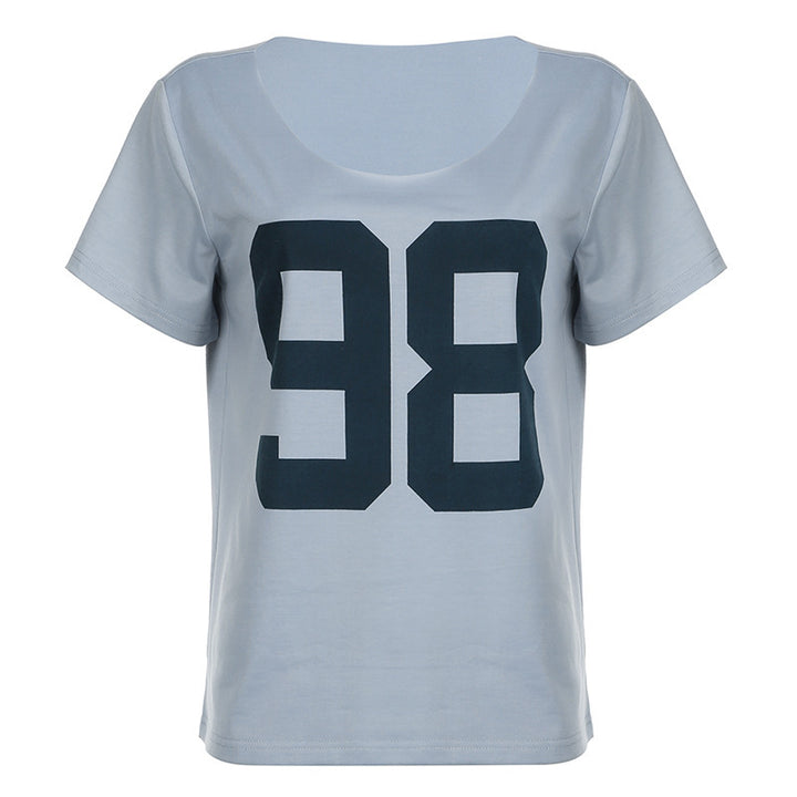 Damska Sportig V-hals T-shirt med trendig tryck Mirla-Eva Jonsson