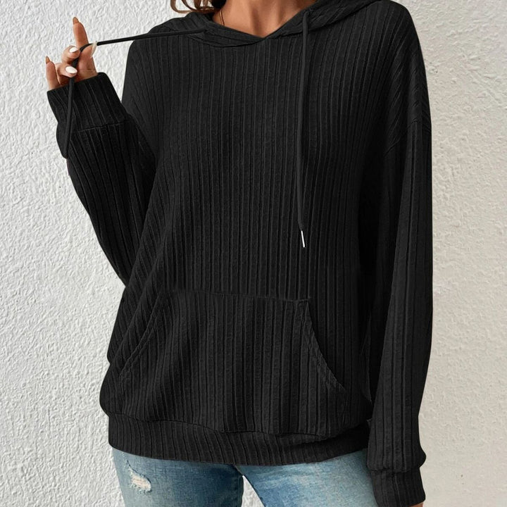 Damska avslappnad våffel-hoodie med känguruficka och huva Mirla-Eva Jonsson