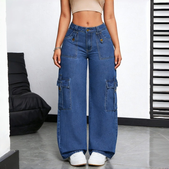 Damska cargo-jeans i avslappnad oversized-passform med praktiska sidofickor Mirla-Eva Jonsson