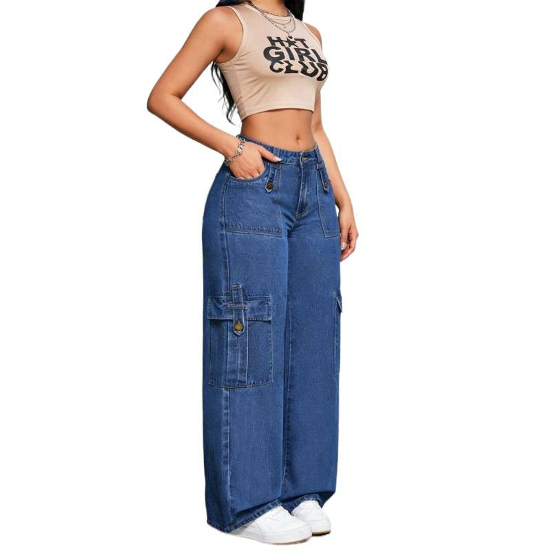 Damska cargo-jeans i avslappnad oversized-passform med praktiska sidofickor Mirla-Eva Jonsson