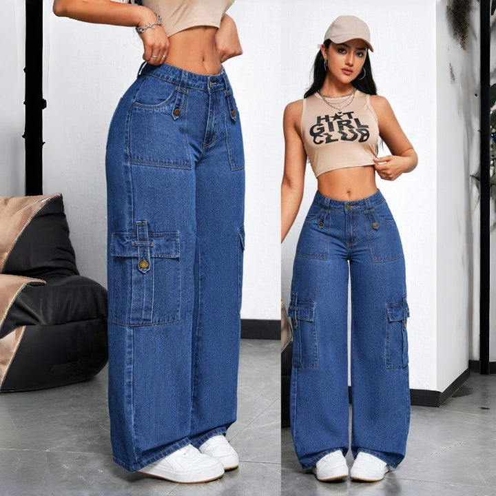 Damska cargo-jeans i avslappnad oversized-passform med praktiska sidofickor Mirla-Eva Jonsson