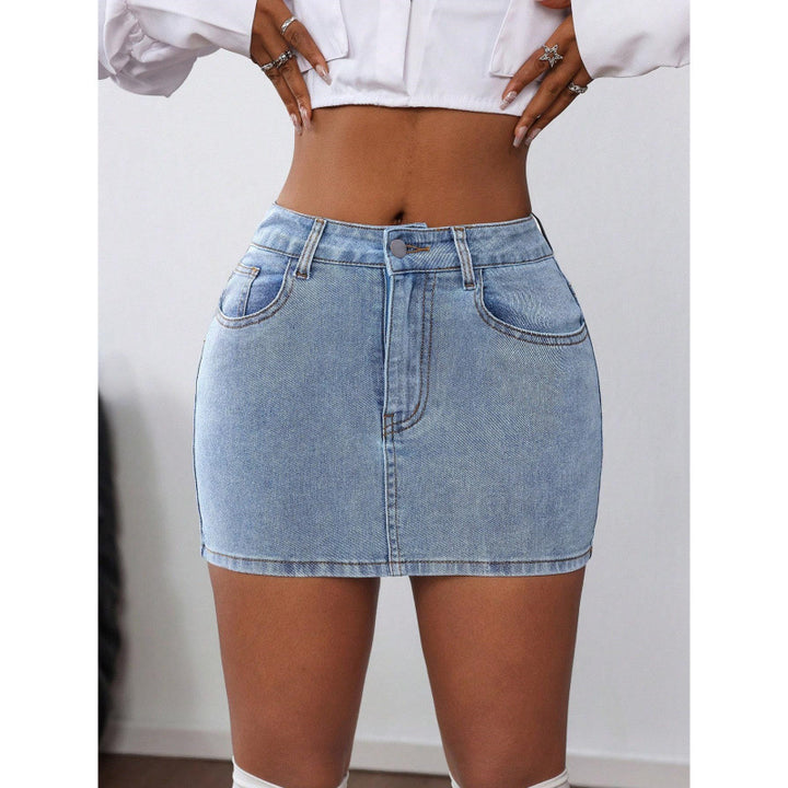 Damska denim minikjol med eleganta snördetaljer Mirla-Eva Jonsson