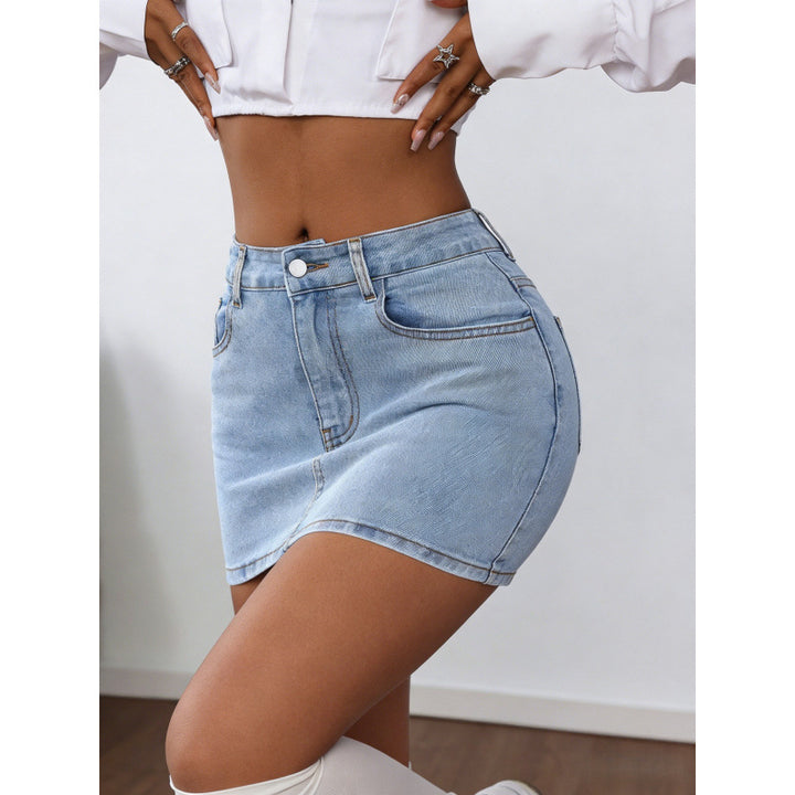 Damska denim minikjol med eleganta snördetaljer Mirla-Eva Jonsson