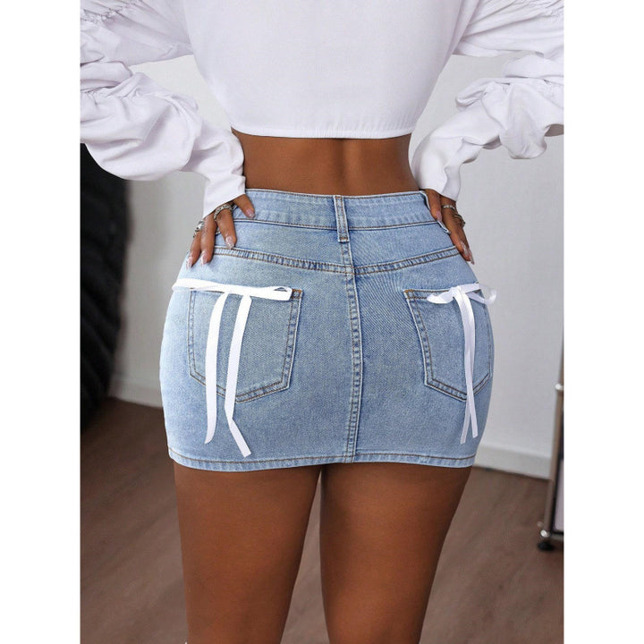 Damska denim minikjol med eleganta snördetaljer Mirla-Eva Jonsson