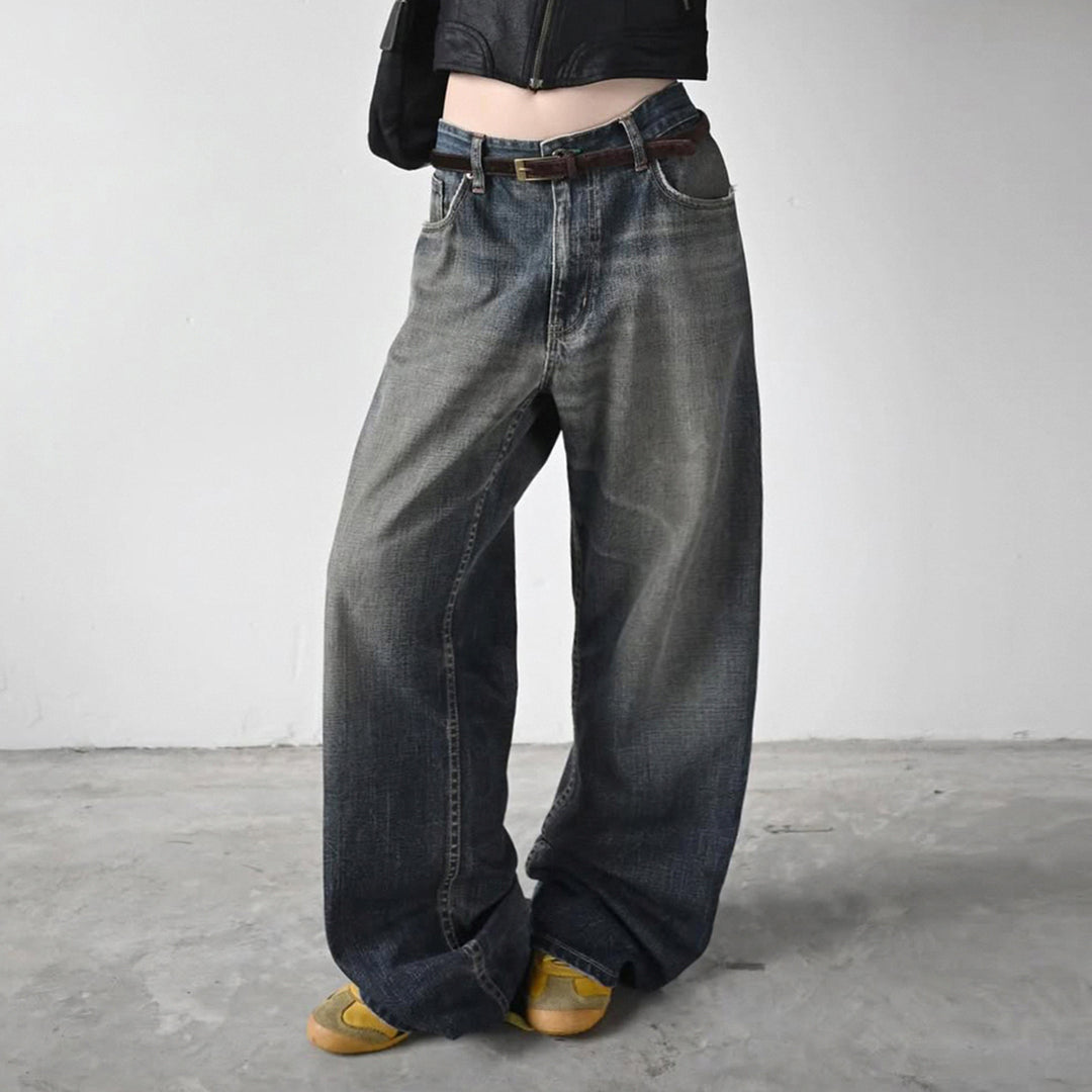 Damska denimjeans i avslappnad chinosstil med hög midja Mirla-Eva Jonsson
