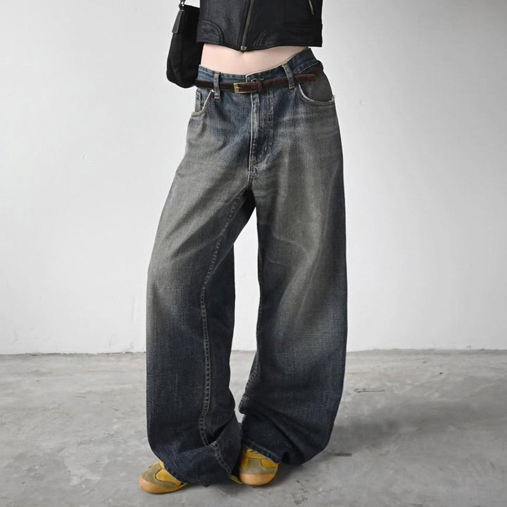 Damska denimjeans i avslappnad chinosstil med hög midja Mirla-Eva Jonsson