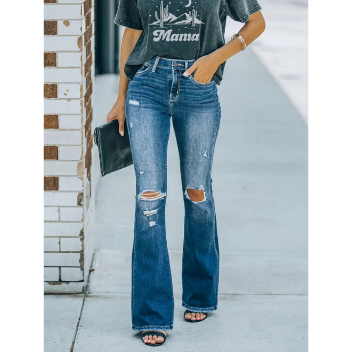 Damska flare jeans i vintage-stil med avslappnad destroyed-effekt Mirla-Eva Jonsson