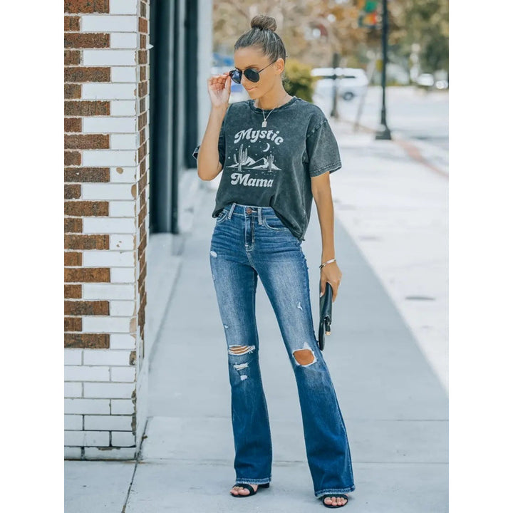 Damska flare jeans i vintage-stil med avslappnad destroyed-effekt Mirla-Eva Jonsson