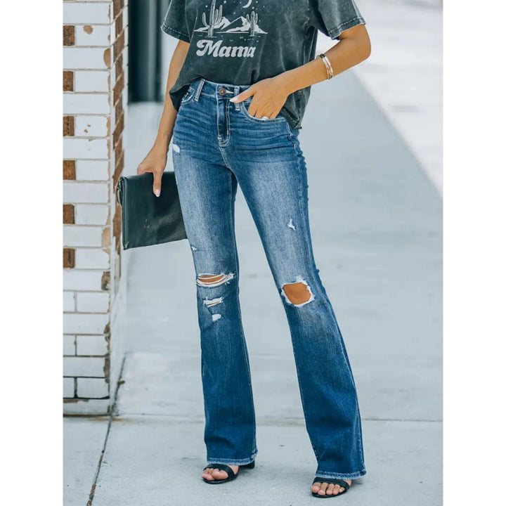 Damska flare jeans i vintage-stil med avslappnad destroyed-effekt Mirla-Eva Jonsson