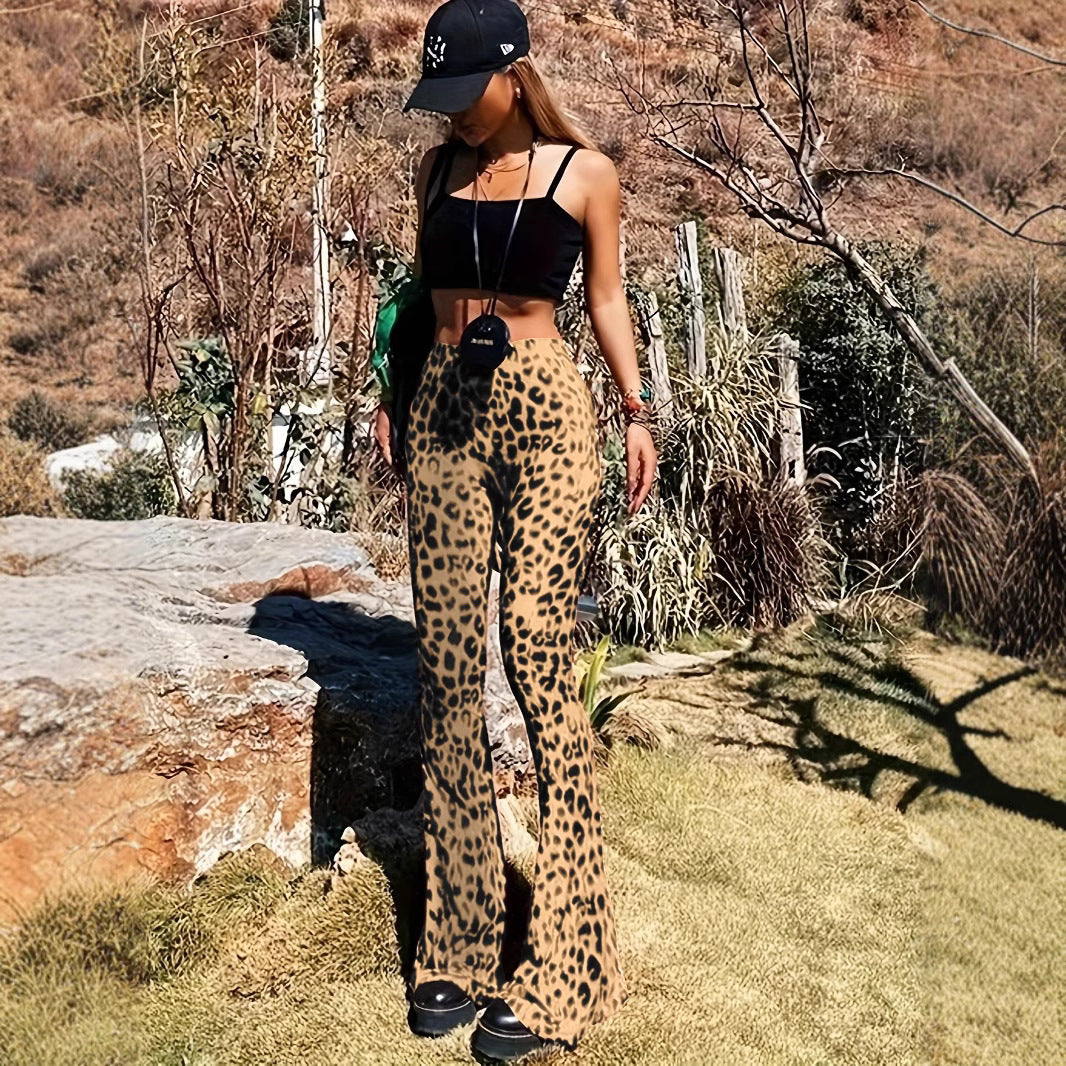 Damska flared leggings med trendigt leopardmönster Eva Jonsson-Eva Jonsson