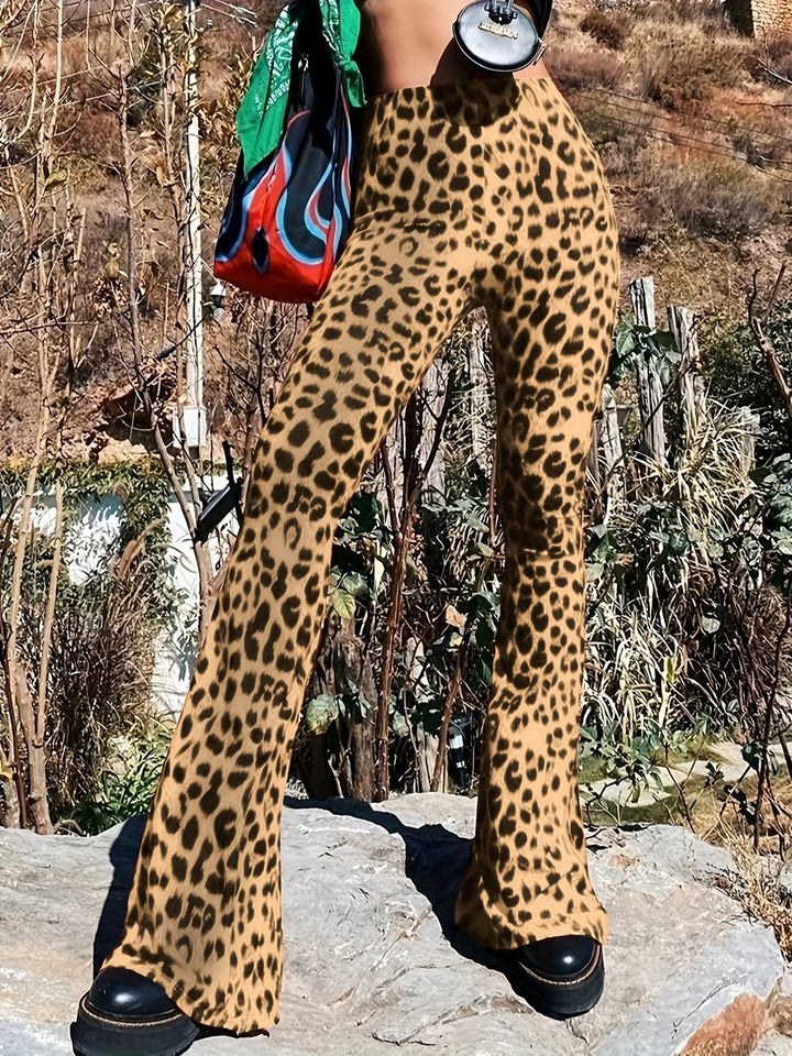 Damska flared leggings med trendigt leopardmönster Eva Jonsson-Eva Jonsson