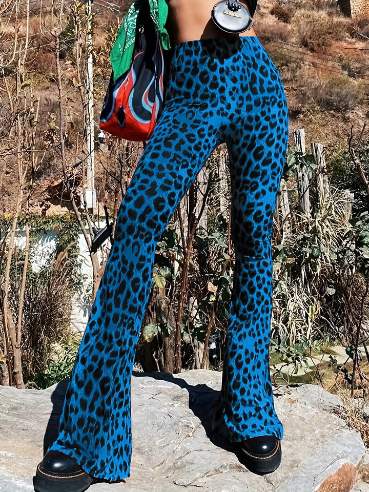 Damska flared leggings med trendigt leopardmönster Eva Jonsson-Eva Jonsson
