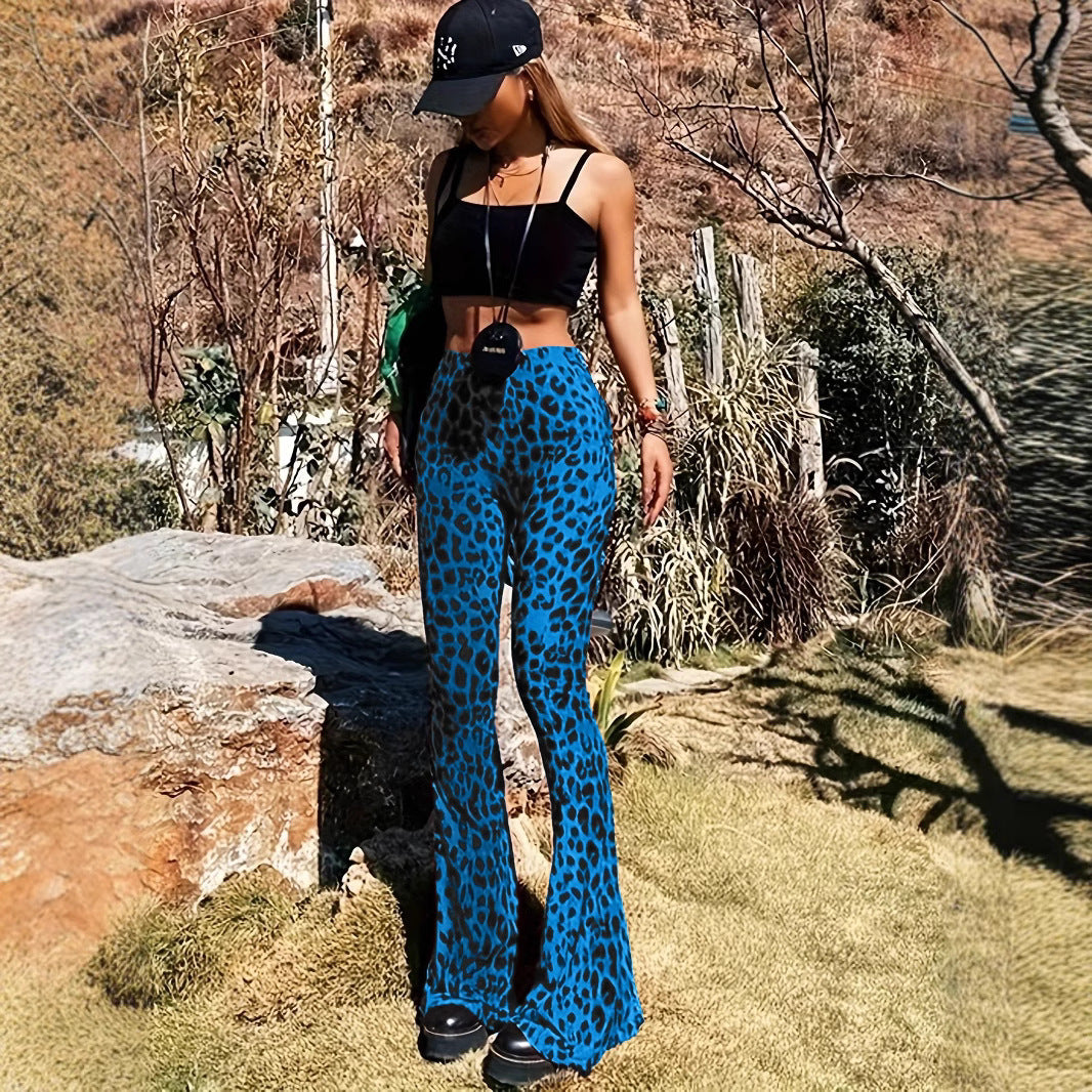 Damska flared leggings med trendigt leopardmönster Eva Jonsson-Eva Jonsson