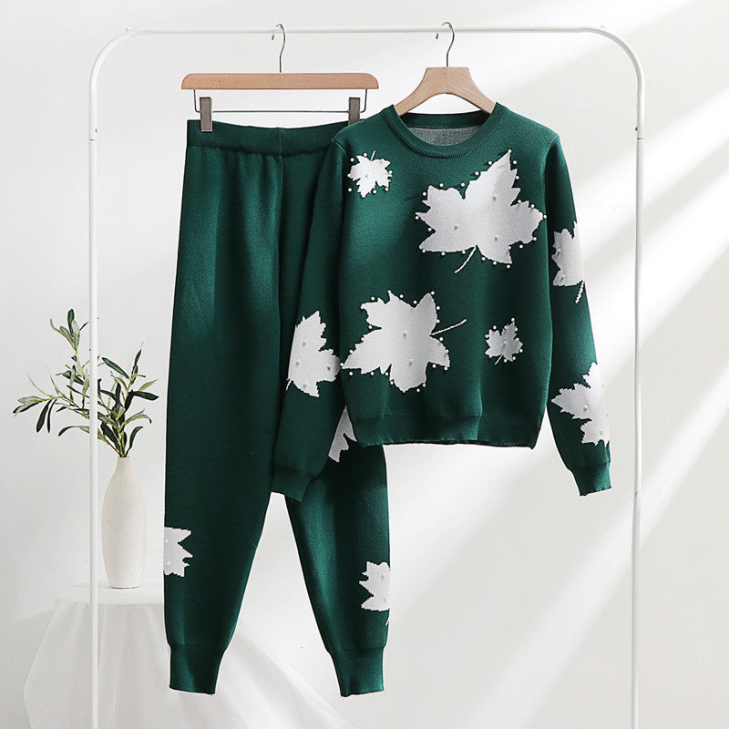 Damska fritidslounge-set med blommönster och elastisk midja Mirla-Eva Jonsson