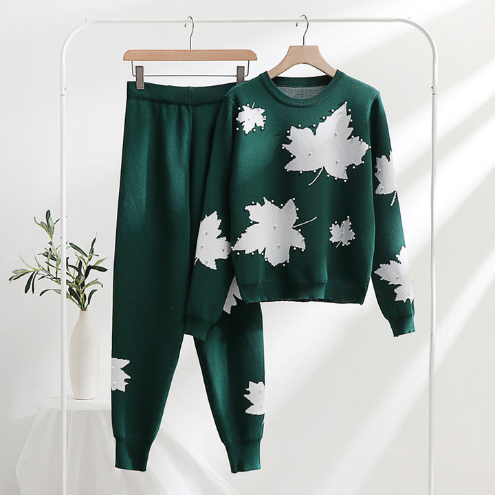 Damska fritidslounge-set med blommönster och elastisk midja Mirla-Eva Jonsson