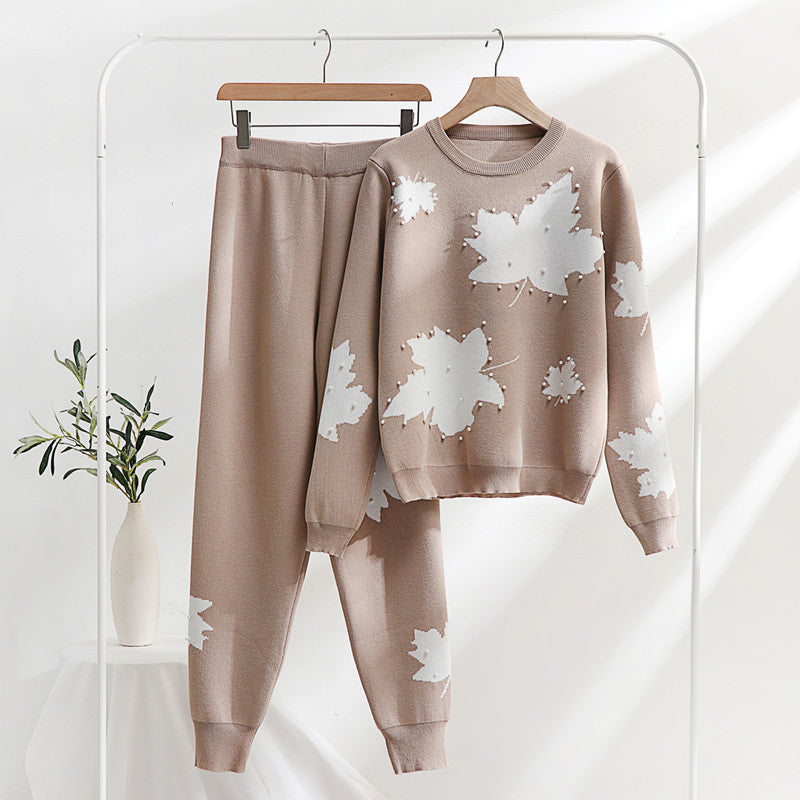 Damska fritidslounge-set med blommönster och elastisk midja Mirla-Eva Jonsson