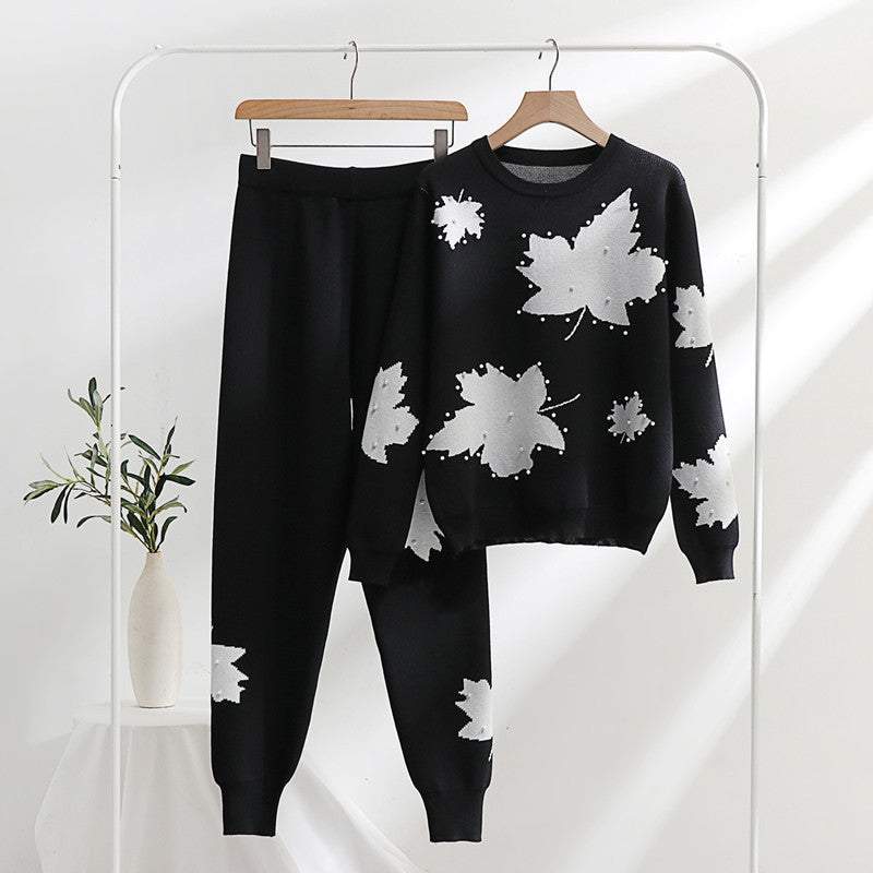 Damska fritidslounge-set med blommönster och elastisk midja Mirla-Eva Jonsson