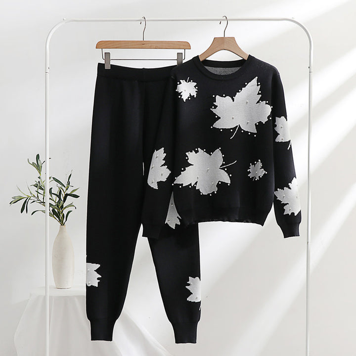 Damska fritidslounge-set med blommönster och elastisk midja Mirla-Eva Jonsson