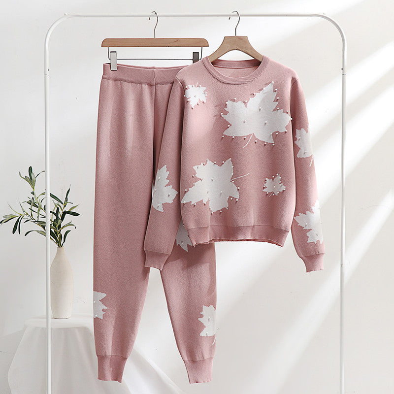 Damska fritidslounge-set med blommönster och elastisk midja Mirla-Eva Jonsson