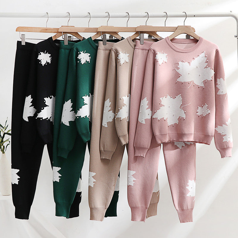 Damska fritidslounge-set med blommönster och elastisk midja Mirla-Eva Jonsson