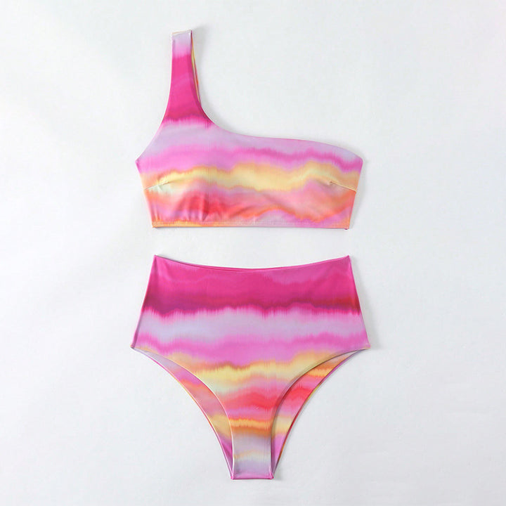 Damska högtaljande bikini-set med asymmetrisk topp och blommiga accenter Mirla-Eva Jonsson