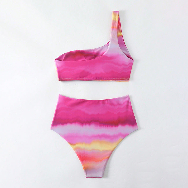 Damska högtaljande bikini-set med asymmetrisk topp och blommiga accenter Mirla-Eva Jonsson