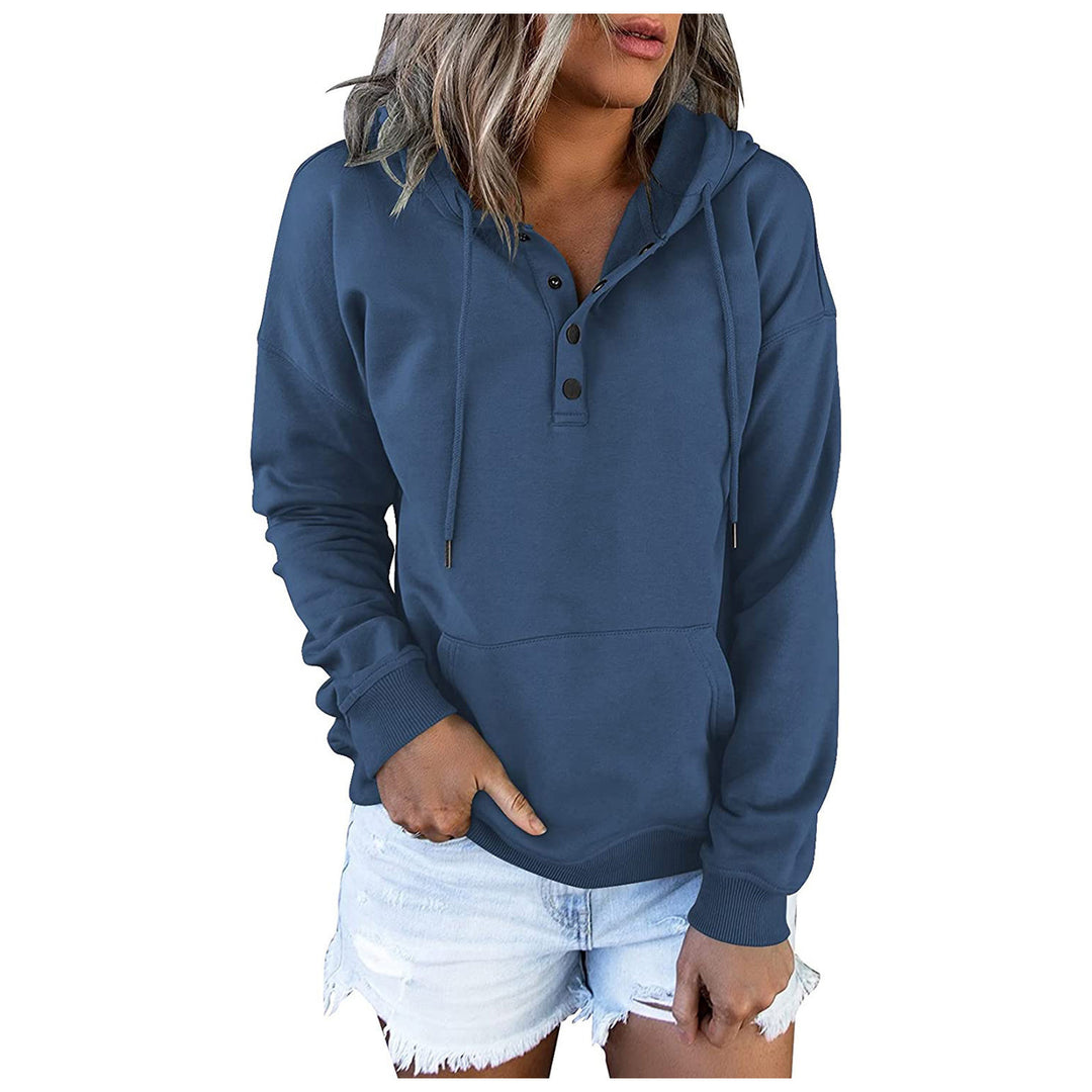 Damska hooded sweatshirt med knapplist och avslappnad passform Mirla-Eva Jonsson