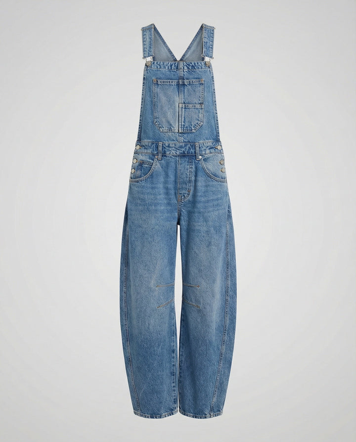 Damska jeans overall med justerbara axelremmar och fickor-Eva Jonsson