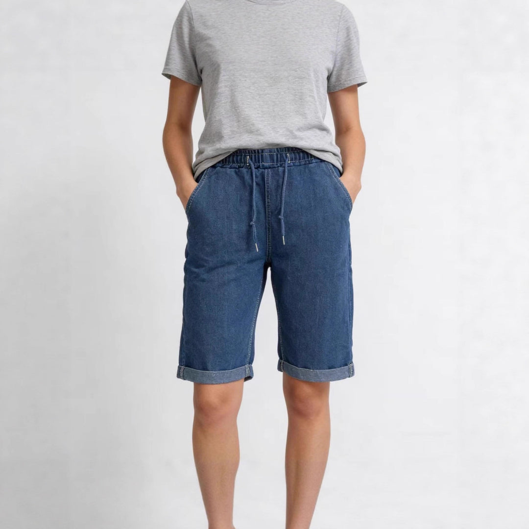 Damska jeansshorts med elastisk midja och praktiska fickor Mirla-Eva Jonsson