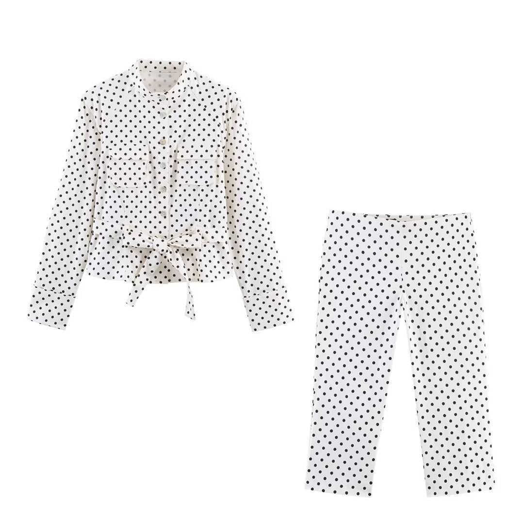 Damska leggings med modern punktdesign och elastisk midja Mirla-Eva Jonsson