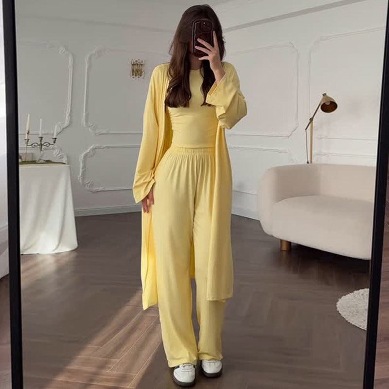 Damska loungewear-kombinering av långärmad topp och vida palazzo-byxor Mirla-Eva Jonsson