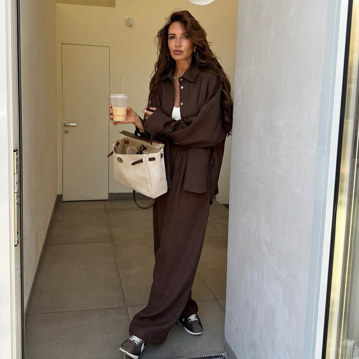 Damska loungewear-set i lätt linne Mirla-Eva Jonsson
