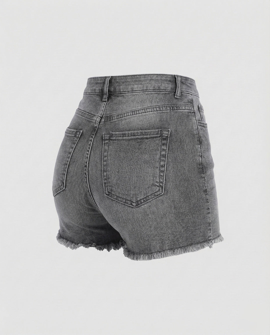 Damska midjeformande jeansshorts fransad nederkant-Eva Jonsson
